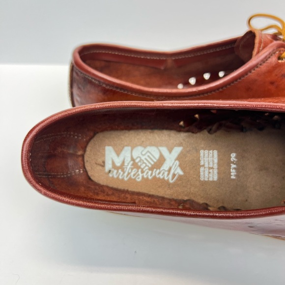 Artisan Brown Leather Oxfords with Rooster Design Mens US 10 MX 29 - Picture 7 of 9